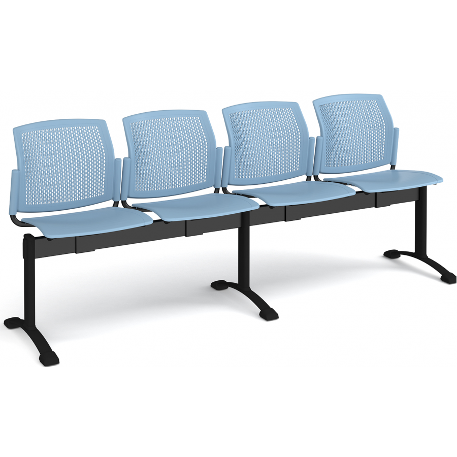 Santana Perforated Back Plastic Seating Bench With 4 Seats